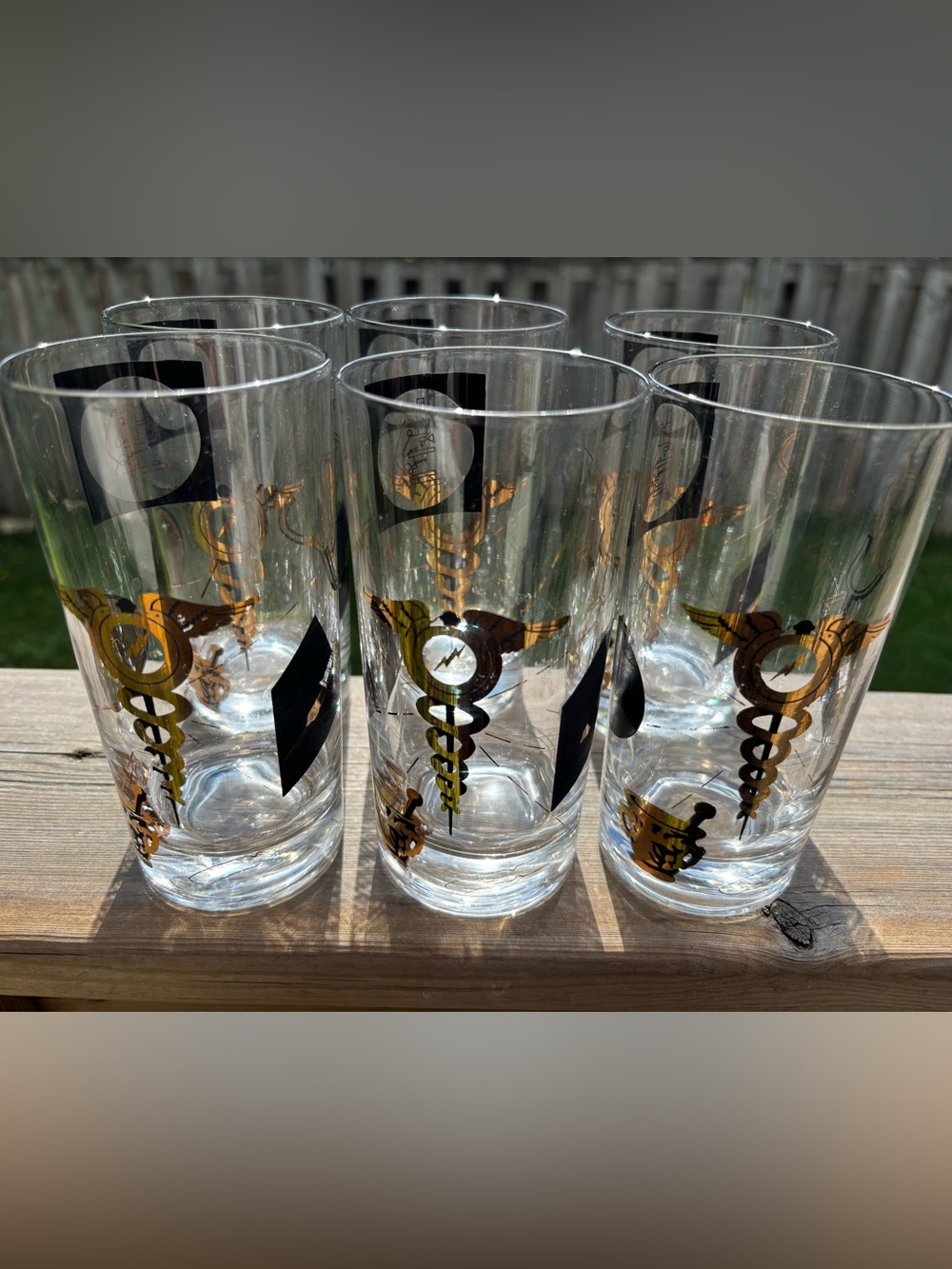 Vintage Medical Themed Highball
Glasses - Set of 6